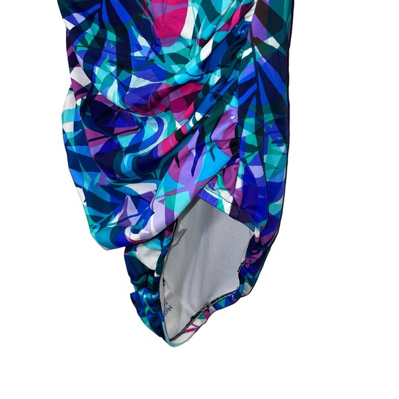 Swim Solutions Off the Shoulder Tummy Control 1piece Swimsuit Blue 8 - Picture 7 of 10